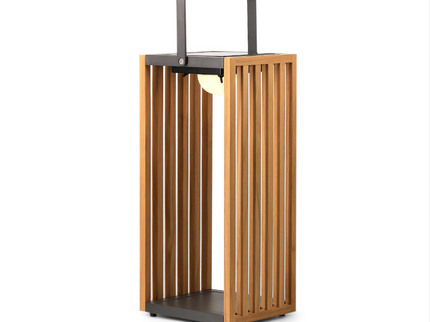 Lanterne solaire LED GATE – lampe d'extérieur en teck et aluminium