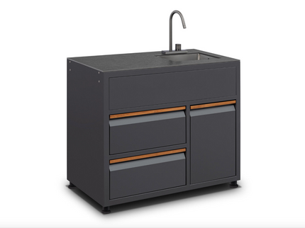 Module évier CORNER / LINEA – Évier extérieur avec espace de rangement et séparation des déchets