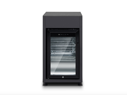 Kühlschrankmodul CORNER / LINEA – Outdoor-Weinschrank mit Glastür & Sintersteinplatte