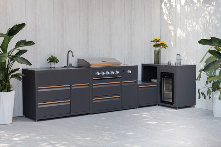 Support pour barbecue CORNER / LINEA – Module de support extérieur pour barbecue Kamado avec tiroir