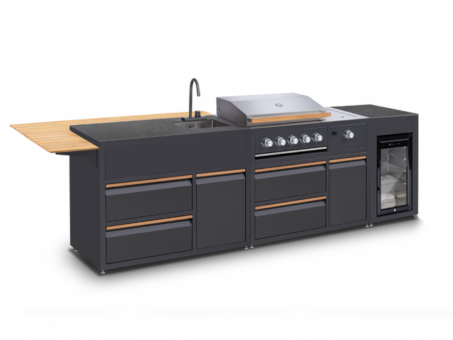 Outdoorküche LINEA 3-IN-1 mit Gasgrill und Kühlschrank