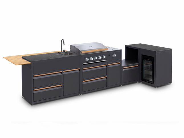 Outdoorküche CORNER 4-IN-1 mit Gasgrill und Kühlschrank
