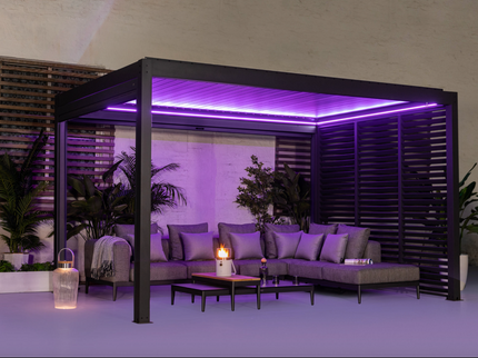 Pergola PLUS - Aluminum pergola with LED lights and double slats