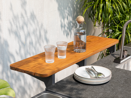 Cuisine extérieure LINEA 3-EN-1 avec barbecue à gaz, réfrigérateur et évier
