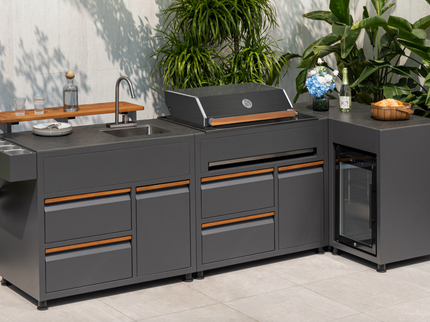 Eckmodul CORNER / LINEA – Outdoor-Eckelement mit Stauraum & Sintersteinplatte