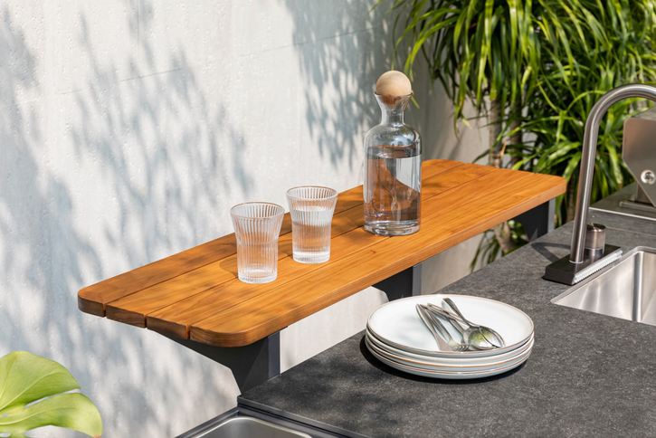 Module de table de bar CORNER / LINEA – comptoir de bar extérieur amovible en bois véritable