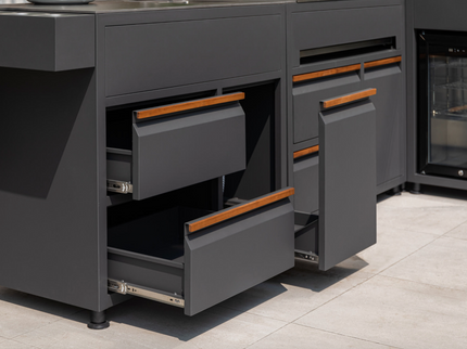 Module évier CORNER / LINEA – Évier extérieur avec espace de rangement et séparation des déchets