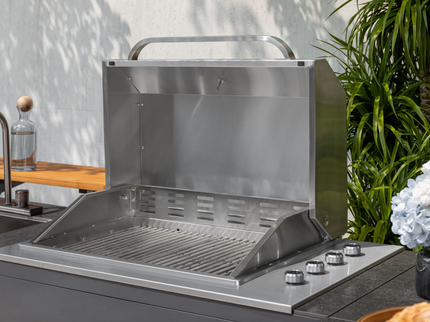Grillmodul CORNER / LINEA – 4-flammiger Gasgrill mit Stauraum